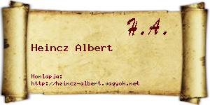Heincz Albert névjegykártya